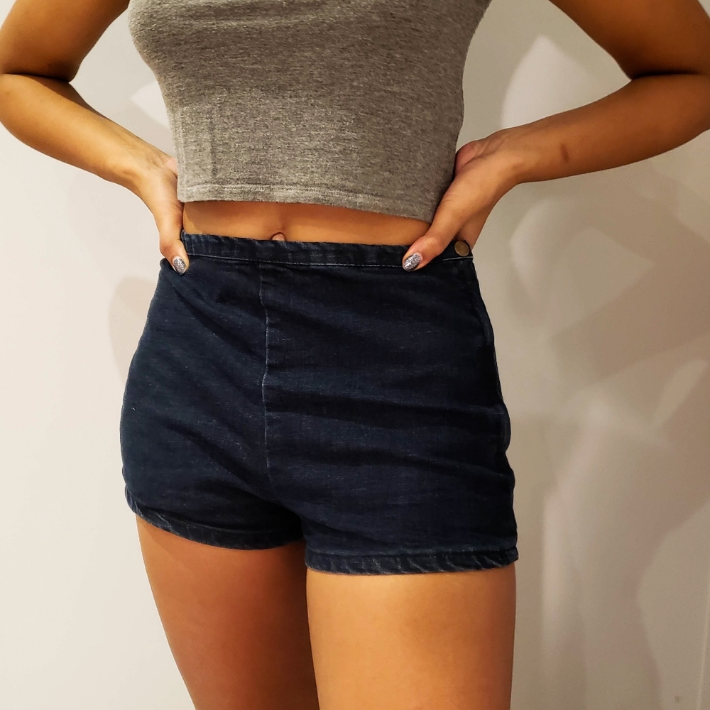 Denim Shorts with Side Button